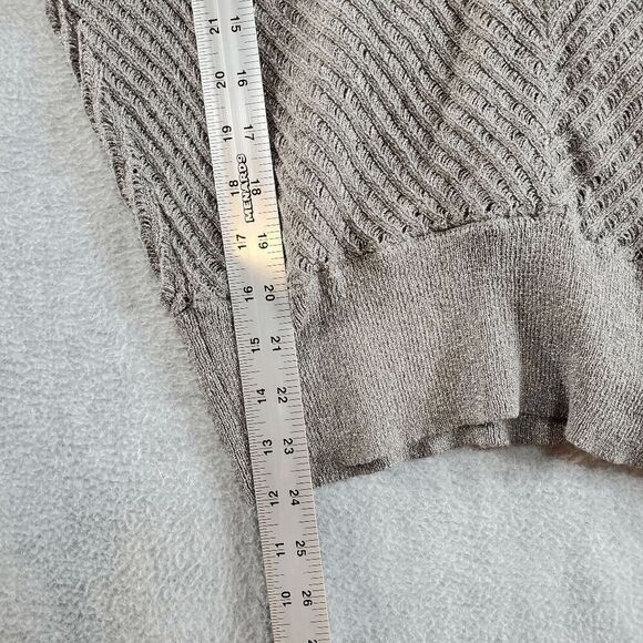 Jennifer Lopez Sweater Women Small Gray Brown Metallic V Neck Pullover - Picture 5 of 10